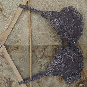 Elegant Lace Underwire Bra - Gray